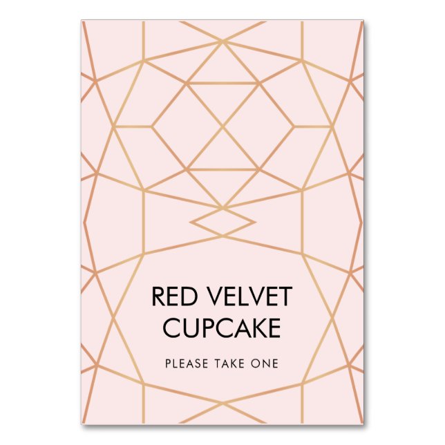 Geometric Wedding Tent Food Label | Custom Colour Table Number (Front)