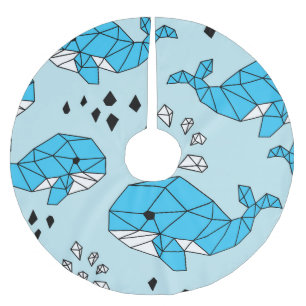 Geometric Whale: Cute Seamless Pattern Brushed Polyester Tree Skirt