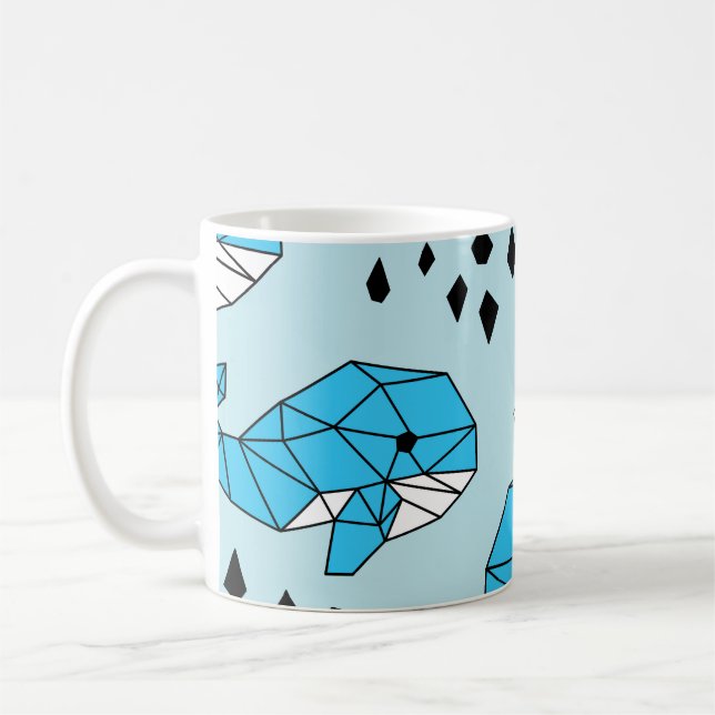 Geometric Whale: Cute Seamless Pattern Coffee Mug (Left)