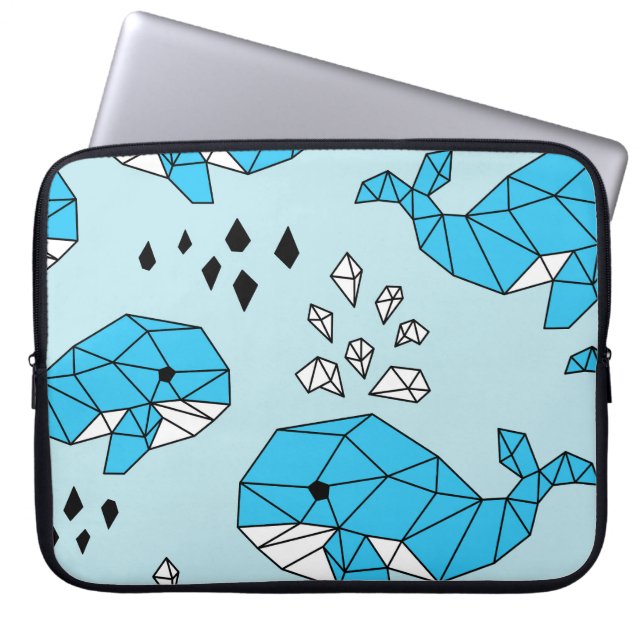 Geometric Whale: Cute Seamless Pattern Laptop Sleeve (Front)