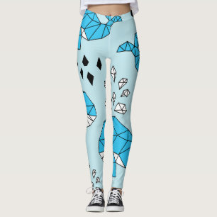 Geometric Whale: Cute Seamless Pattern Leggings