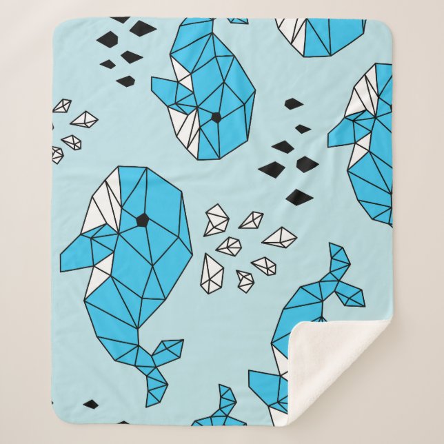 Geometric Whale: Cute Seamless Pattern Sherpa Blanket (Front)