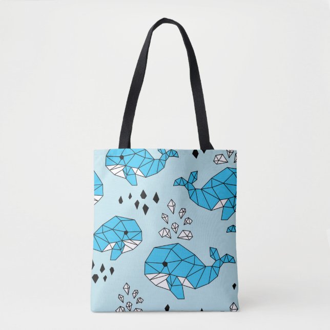 Geometric Whale: Cute Seamless Pattern Tote Bag (Front)