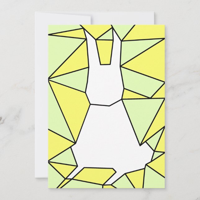 Geometric White Bunny Cool Pastel Colours Holiday Card (Front)