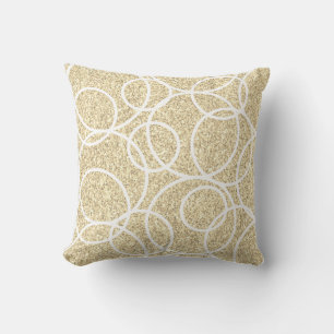 Geometric White Circles Abstract Gold Glitter Cushion