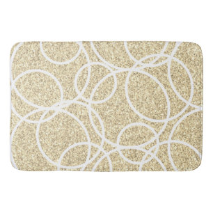 Geometric White Circles Gold Glitter Abstract Bath Bath Mat