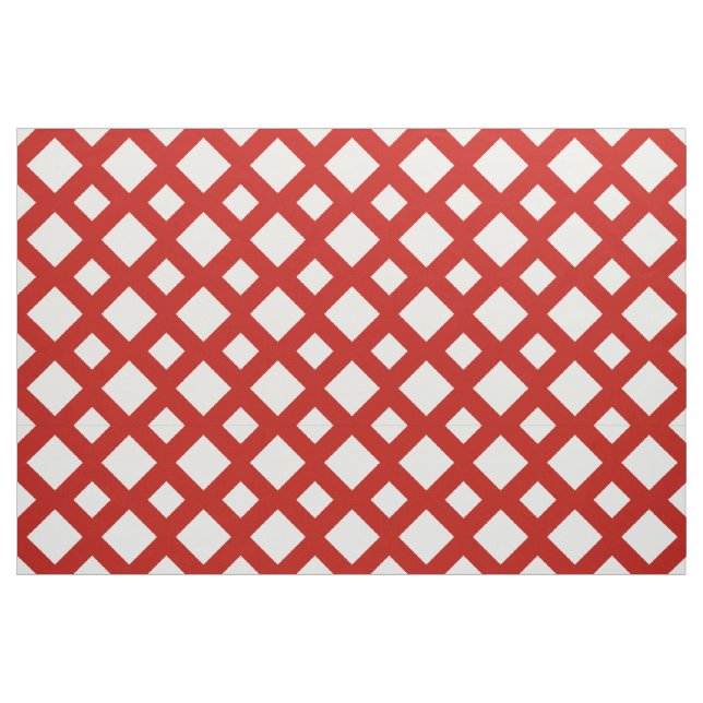 Geometric White Diamonds on Red Fabric (Fat Quarter)