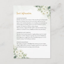 Geometric White Floral Sage Guest Info Card