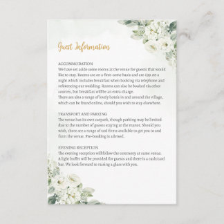 Geometric White Floral Sage Guest Info Card