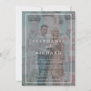Geometric White Frame Vellum Effect Photo Wedding Invitation