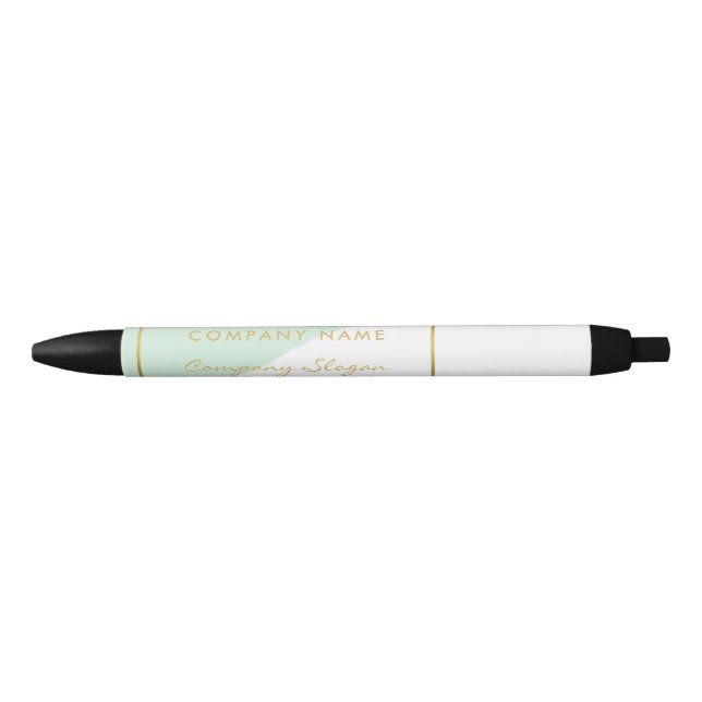 Geometric White & Gold Foil Effect, Company/Event Black Ink Pen (Front)