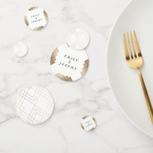 Geometric White Gold Gatsby Wedding Confetti