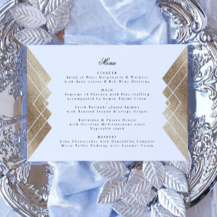 Geometric White Gold Gatsby Wedding Menu