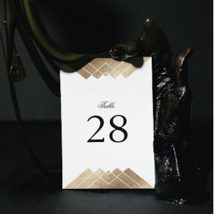 Geometric White Gold Gatsby Wedding Table Numbers