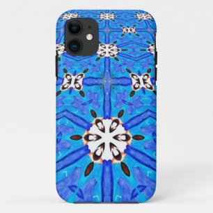 geometric white on blue grid phone case