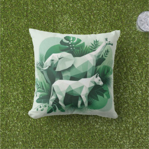 Geometric Wildlife Throw Pillow – Nature Meets Mod