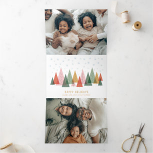 Geometric Winter Wonderland Tri-Fold Holiday Card
