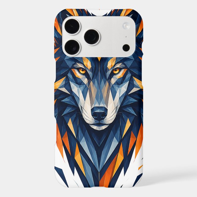 Geometric Wolf Black & Orange Polygonal Art (Back)
