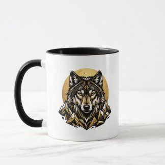 Geometric Wolf Head Mug | Mountain Wildlife Coffee