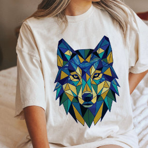 Geometric Wolf Head Polygon Art Tri-Blend Shirt
