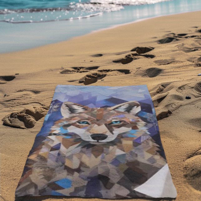 Geometric Wolf Mountain Beach Towel (Creator Uploaded)
