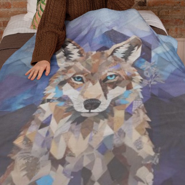 Geometric Wolf Mountain Fleece Blanket (Creator Uploaded)