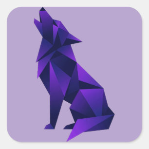Geometric Wolf Origami Style Modern Animal Square Sticker