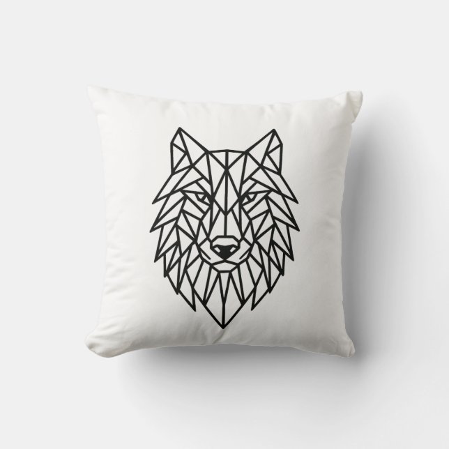 Geometric Wolf Pillow (Front)