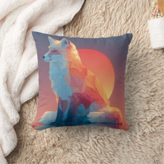 Geometric Wolf Silhouette |Modern Polygon Wildlife Cushion