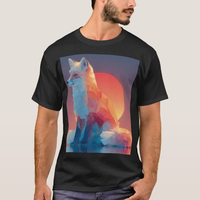 Geometric Wolf Silhouette |Modern Polygon Wildlife T-Shirt (Front)