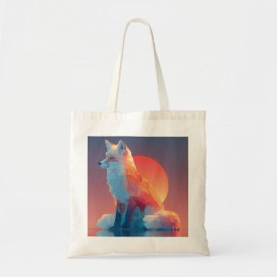 Geometric Wolf Silhouette  Modern Polygon Wildlife Tote Bag