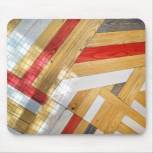 Geometric wood floor pattern mouse pad