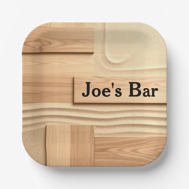 Geometric Wood On Sand Design Paper Plate (Front)