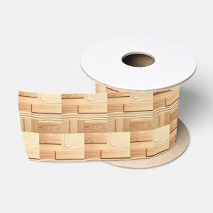 Geometric Wood On Sand Design Satin Ribbon