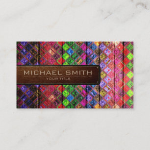 Geometric Wooden Elegant Leather Look #19 Business Card