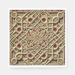 Geometric Wooden Panel With Complex Decoration Napkin