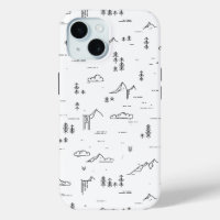 Geometric Woodland Lines Landscape Pattern