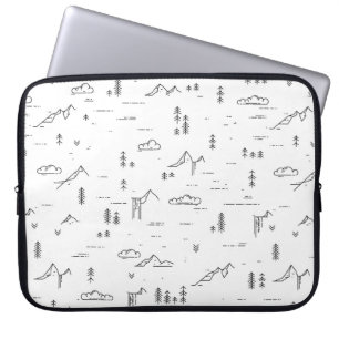 Geometric Woodland Lines Landscape Pattern Laptop Sleeve