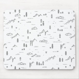 Geometric Woodland Lines Landscape Pattern Mouse Pad