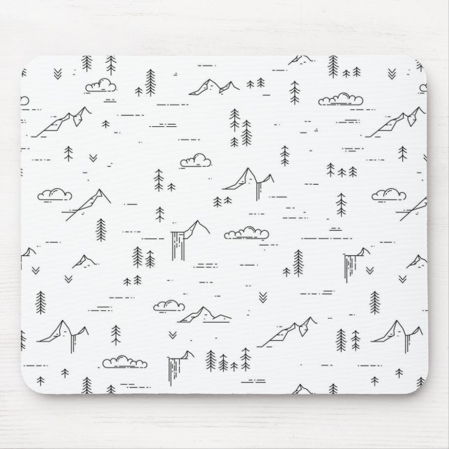 Geometric Woodland Lines Landscape Pattern Mouse Pad (Front)