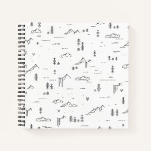 Geometric Woodland Lines Landscape Pattern Notebook