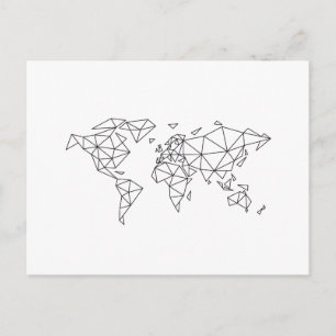 Geometric world map postcard