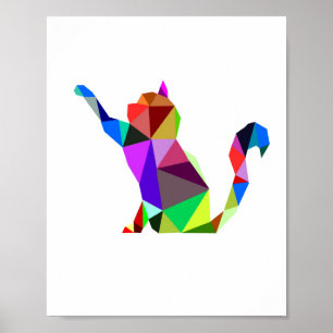 Geometric WPAP Cat Design 2 Printable Wall Art