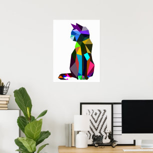 Geometric WPAP Cat Design Printables Wall Art