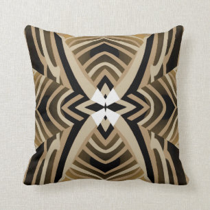 Geometric Wrap  on Tan/White/Black/Brown Cushion