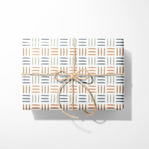 Geometric Wrapping Paper Blue Boho Lines