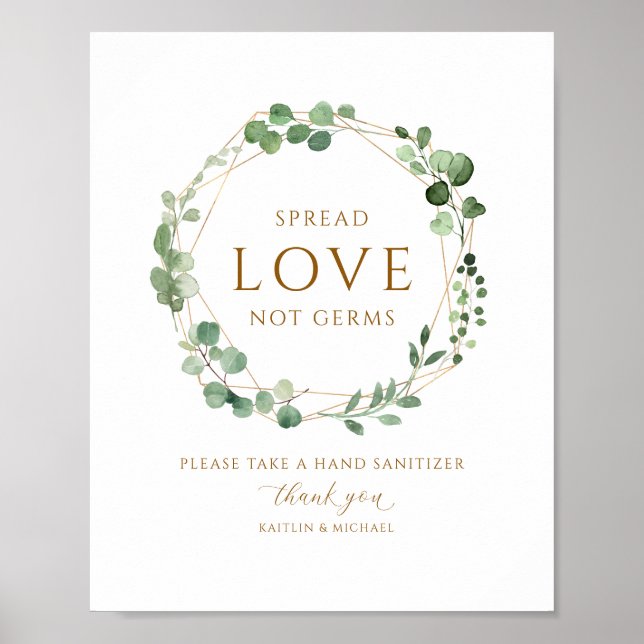 Geometric Wreath Covid19 Sanitizer Sanitizing Sign (Front)