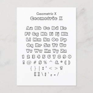 Geometric X - Zazzle Font Sampler Sheet Postcard