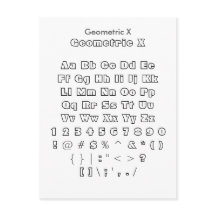 Geometric X - Zazzle Font Sampler Sheet