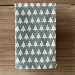 Geometric Xmas Tree Pattern   Minimal Sage Green Hand Towel